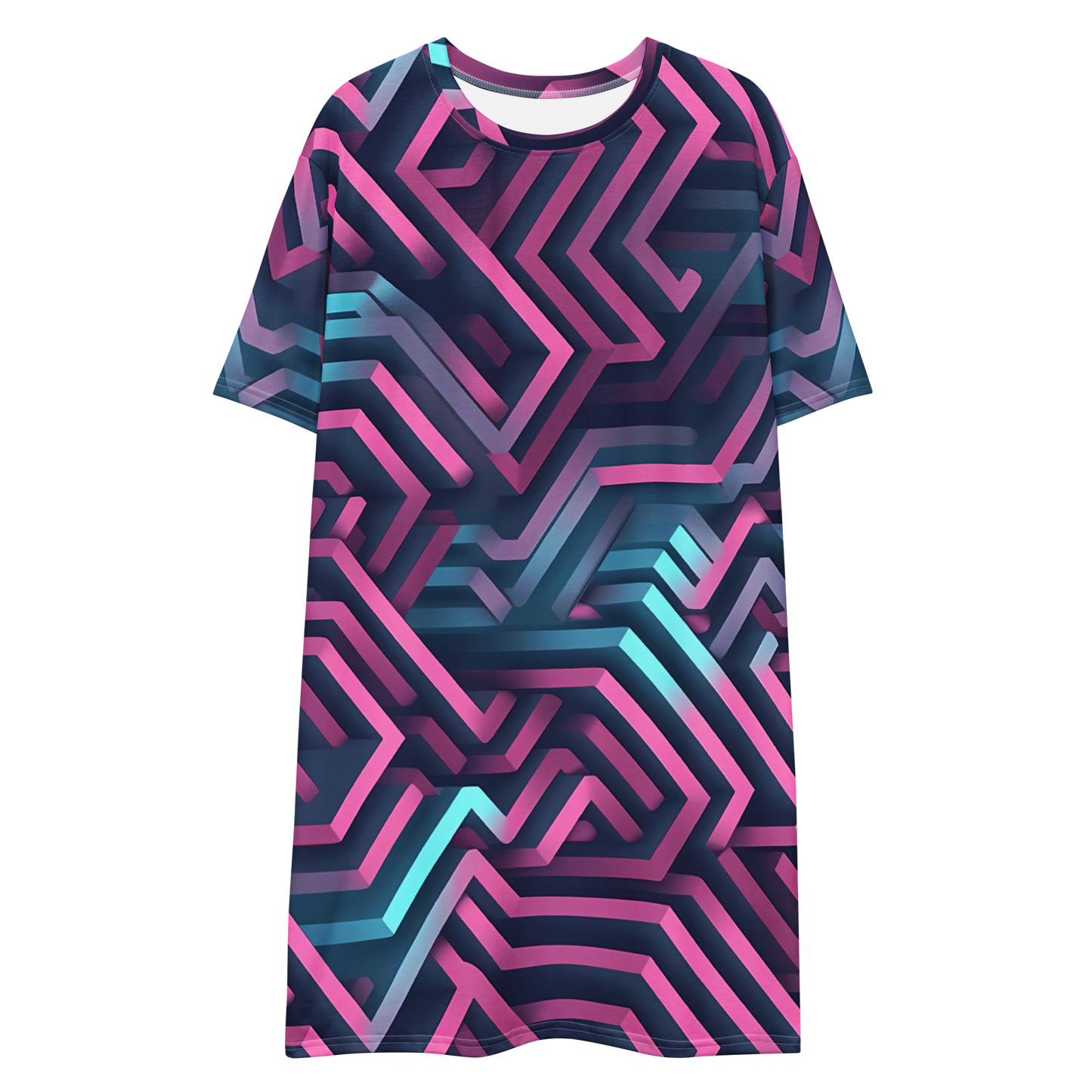 3D Maze Illusion | 3D Patterns | All-Over Print T-Shirt Dress - #4