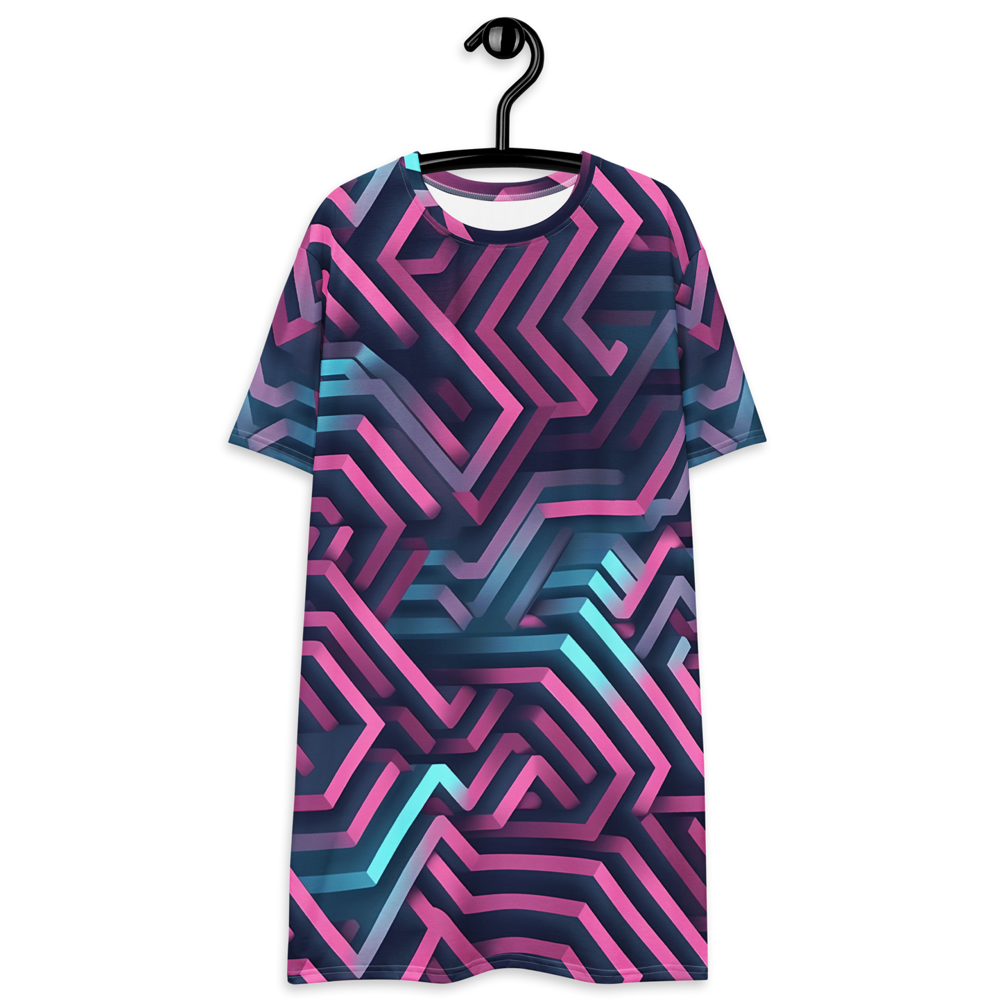 3D Maze Illusion | 3D Patterns | All-Over Print T-Shirt Dress - #4