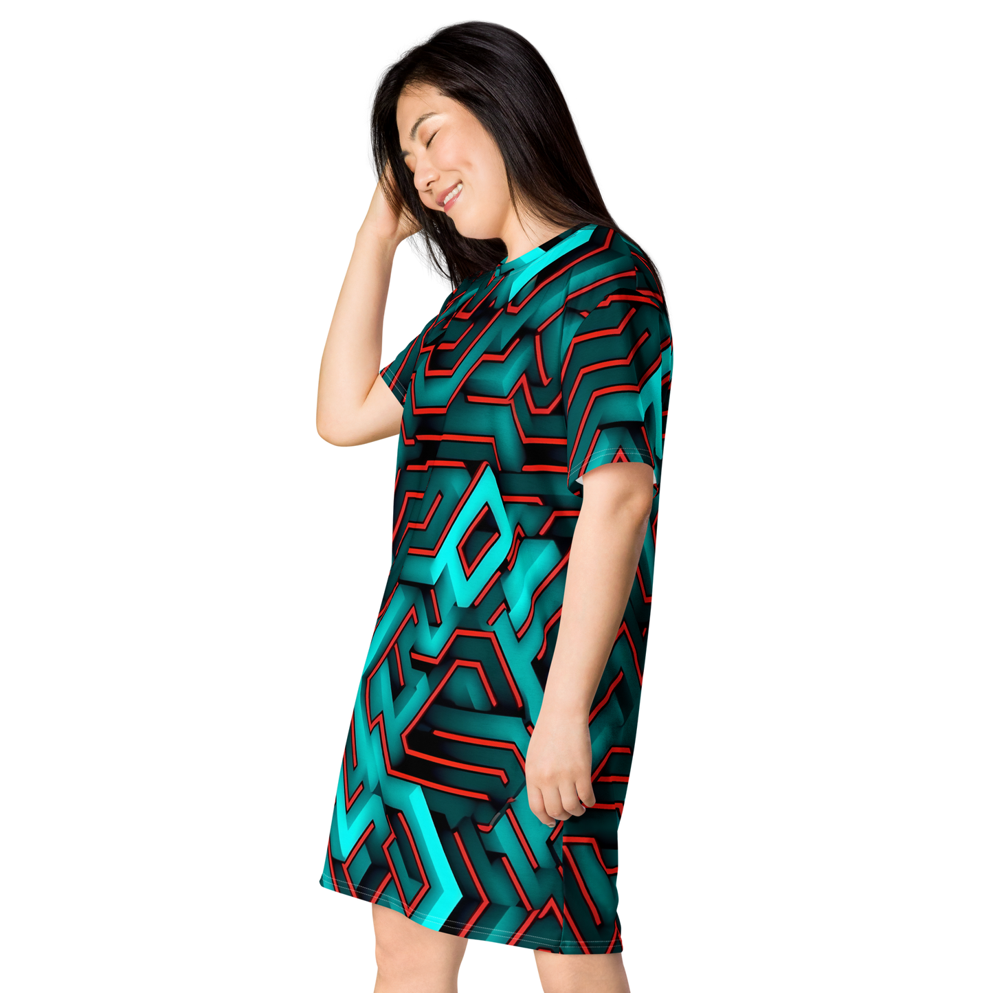 3D Maze Illusion | 3D Patterns | All-Over Print T-Shirt Dress - #2