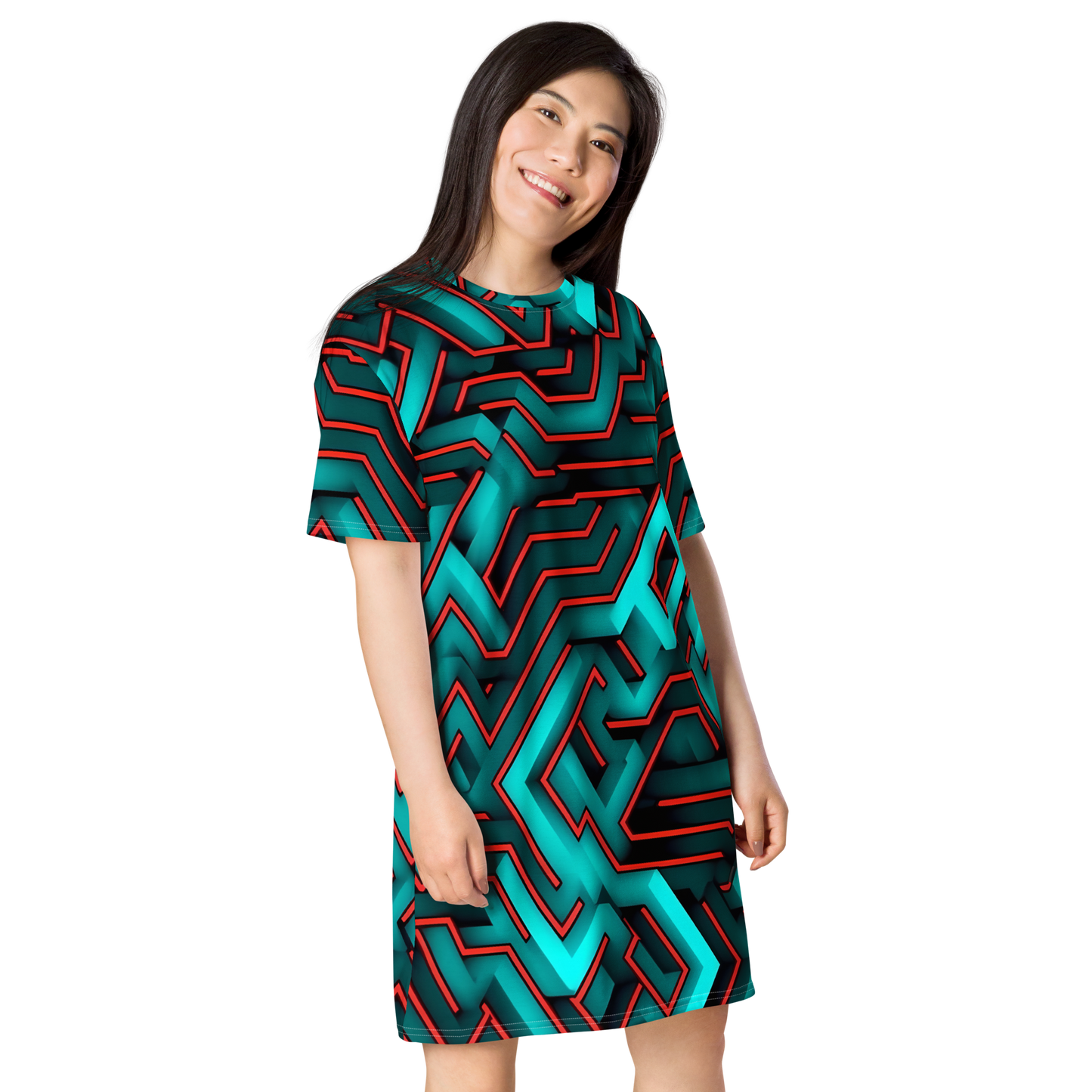 3D Maze Illusion | 3D Patterns | All-Over Print T-Shirt Dress - #2