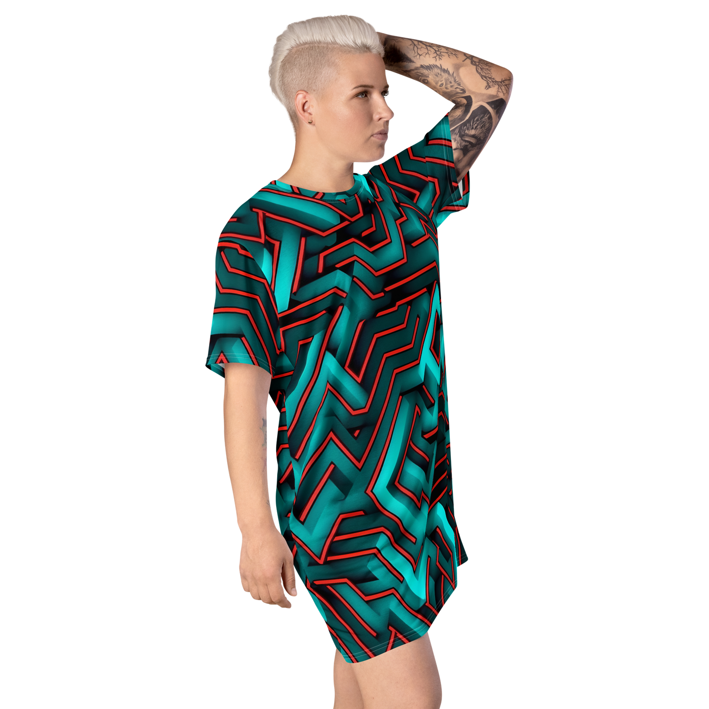 3D Maze Illusion | 3D Patterns | All-Over Print T-Shirt Dress - #2