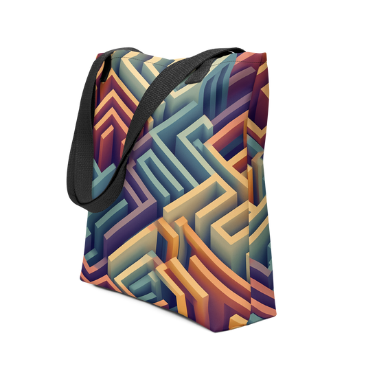 3D Maze Illusion | 3D Patterns | All-Over Print Tote - #3