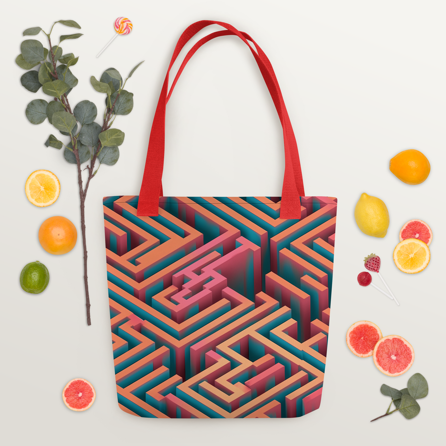 3D Maze Illusion | 3D Patterns | All-Over Print Tote - #1