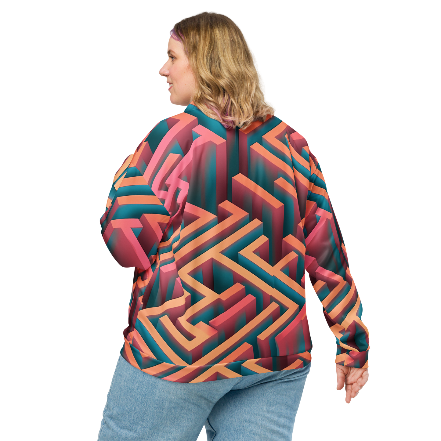 3D Maze Illusion | 3D Patterns | All-Over Print Unisex Bomber Jacket - #1