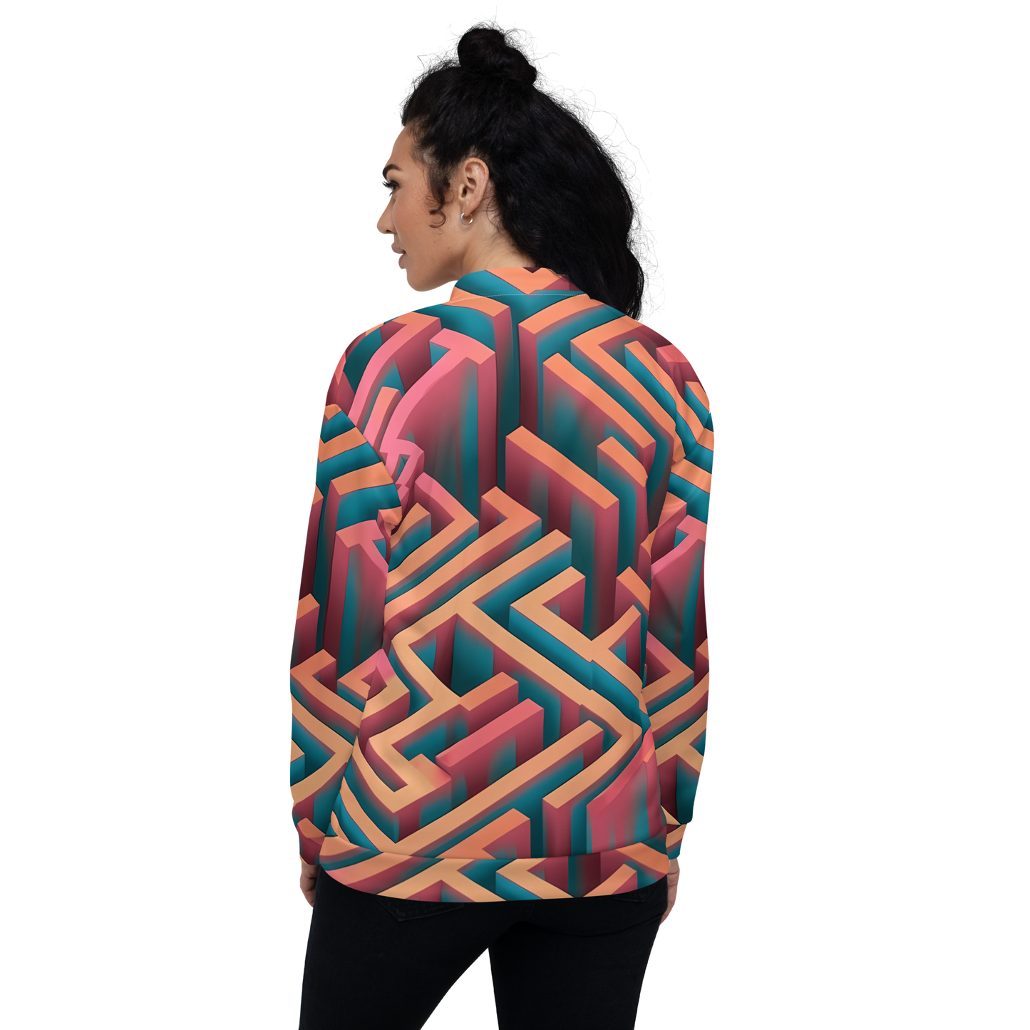 3D Maze Illusion | 3D Patterns | All-Over Print Unisex Bomber Jacket - #1