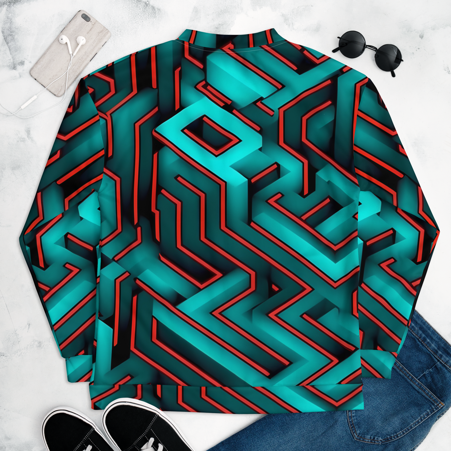 3D Maze Illusion | 3D Patterns | All-Over Print Unisex Bomber Jacket - #2