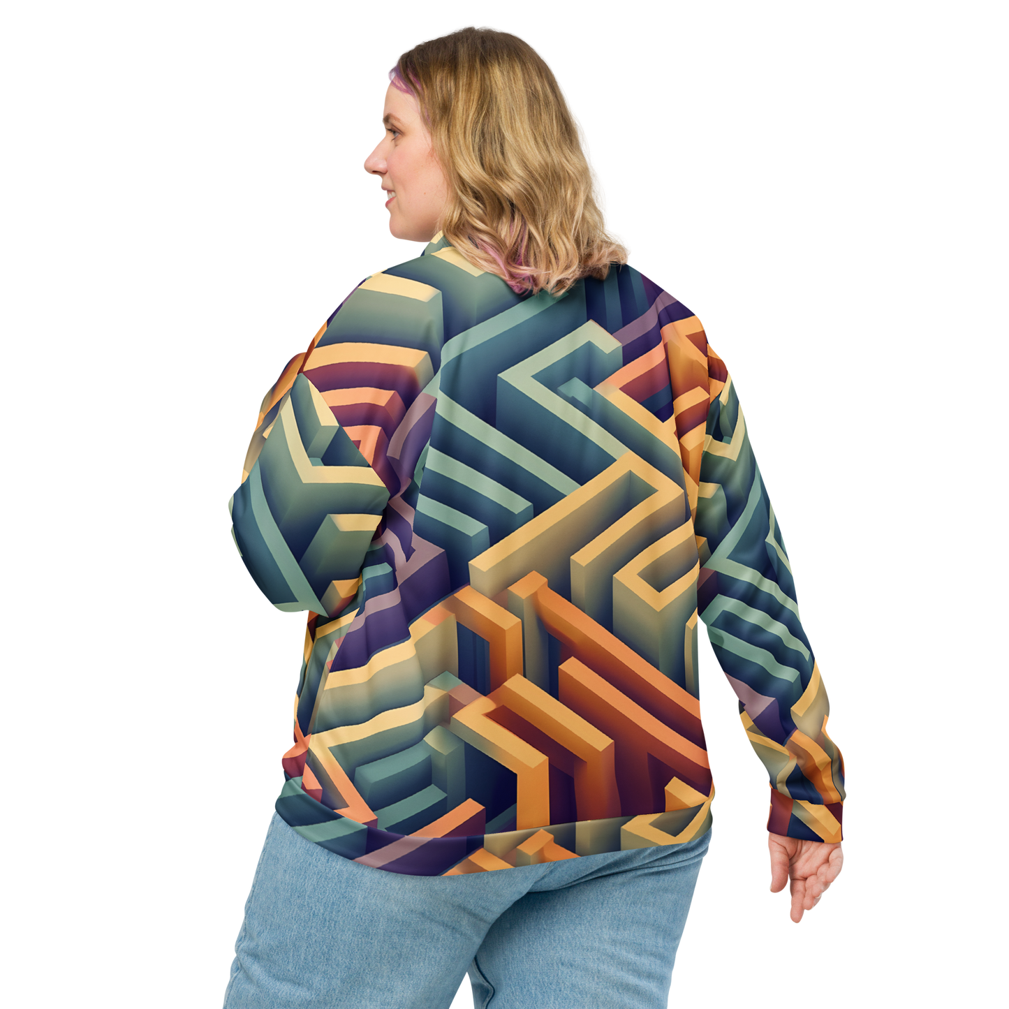 3D Maze Illusion | 3D Patterns | All-Over Print Unisex Bomber Jacket - #3