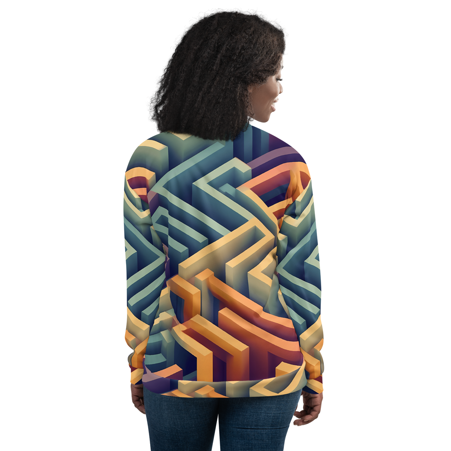 3D Maze Illusion | 3D Patterns | All-Over Print Unisex Bomber Jacket - #3