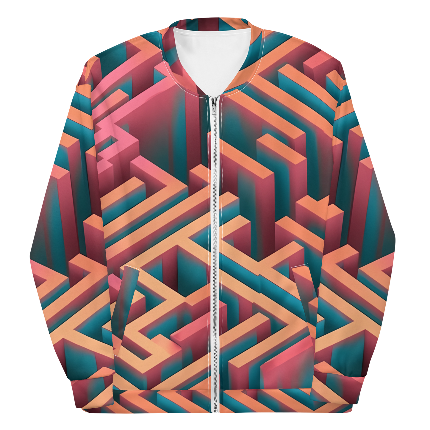 3D Maze Illusion | 3D Patterns | All-Over Print Unisex Bomber Jacket - #1