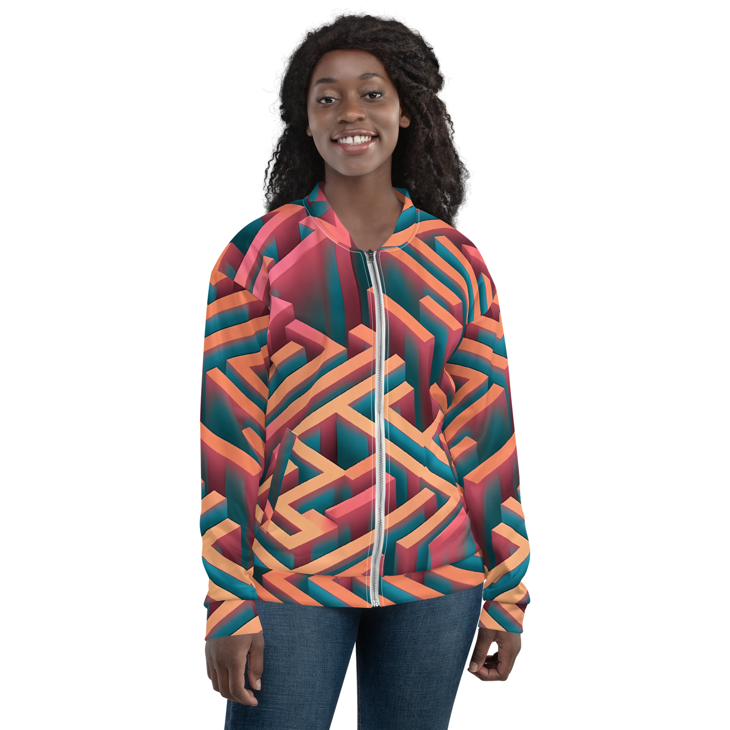 3D Maze Illusion | 3D Patterns | All-Over Print Unisex Bomber Jacket - #1