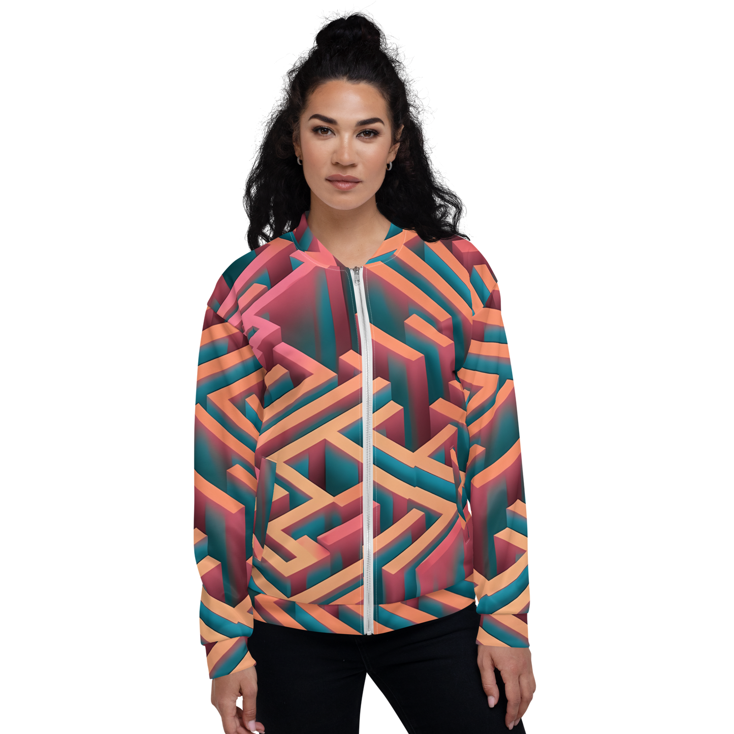 3D Maze Illusion | 3D Patterns | All-Over Print Unisex Bomber Jacket - #1