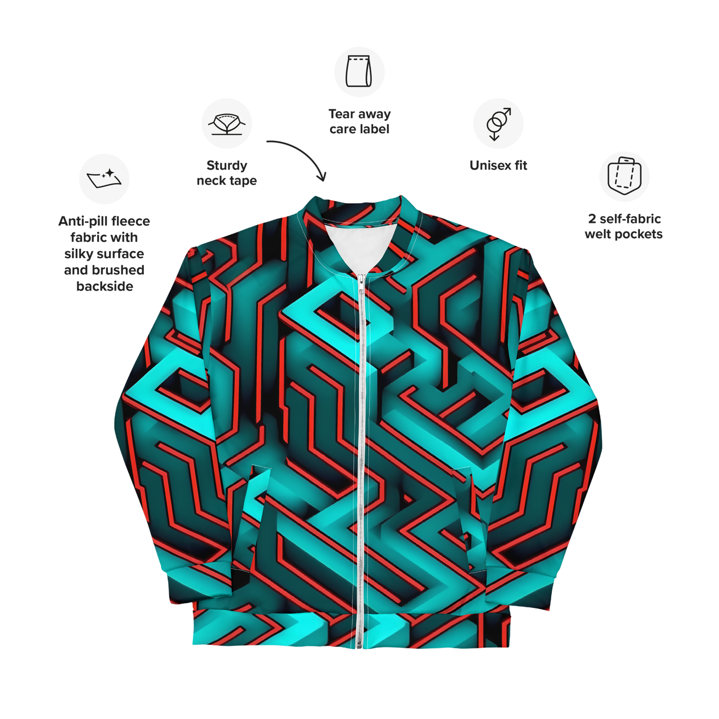 3D Maze Illusion | 3D Patterns | All-Over Print Unisex Bomber Jacket - #2