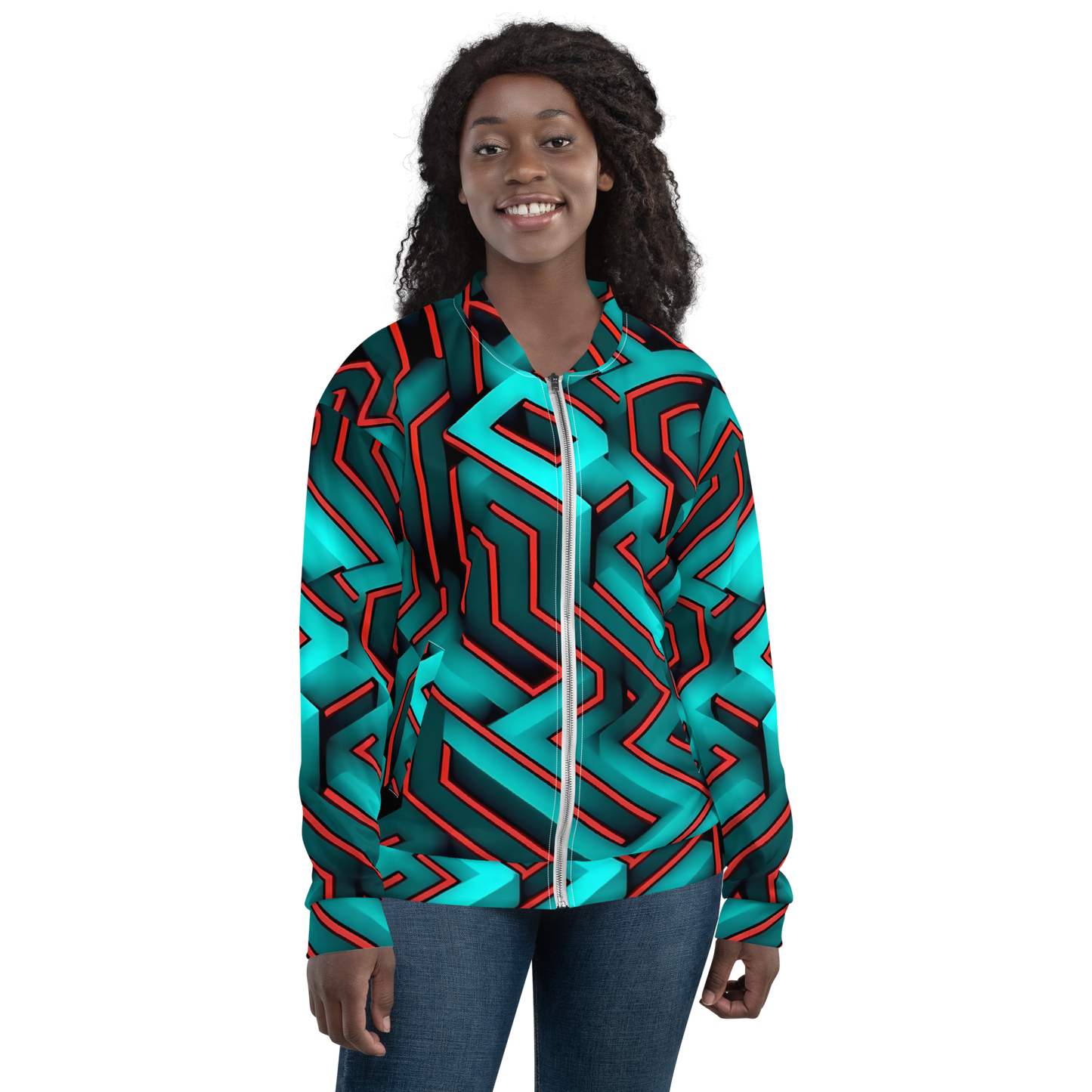 3D Maze Illusion | 3D Patterns | All-Over Print Unisex Bomber Jacket - #2