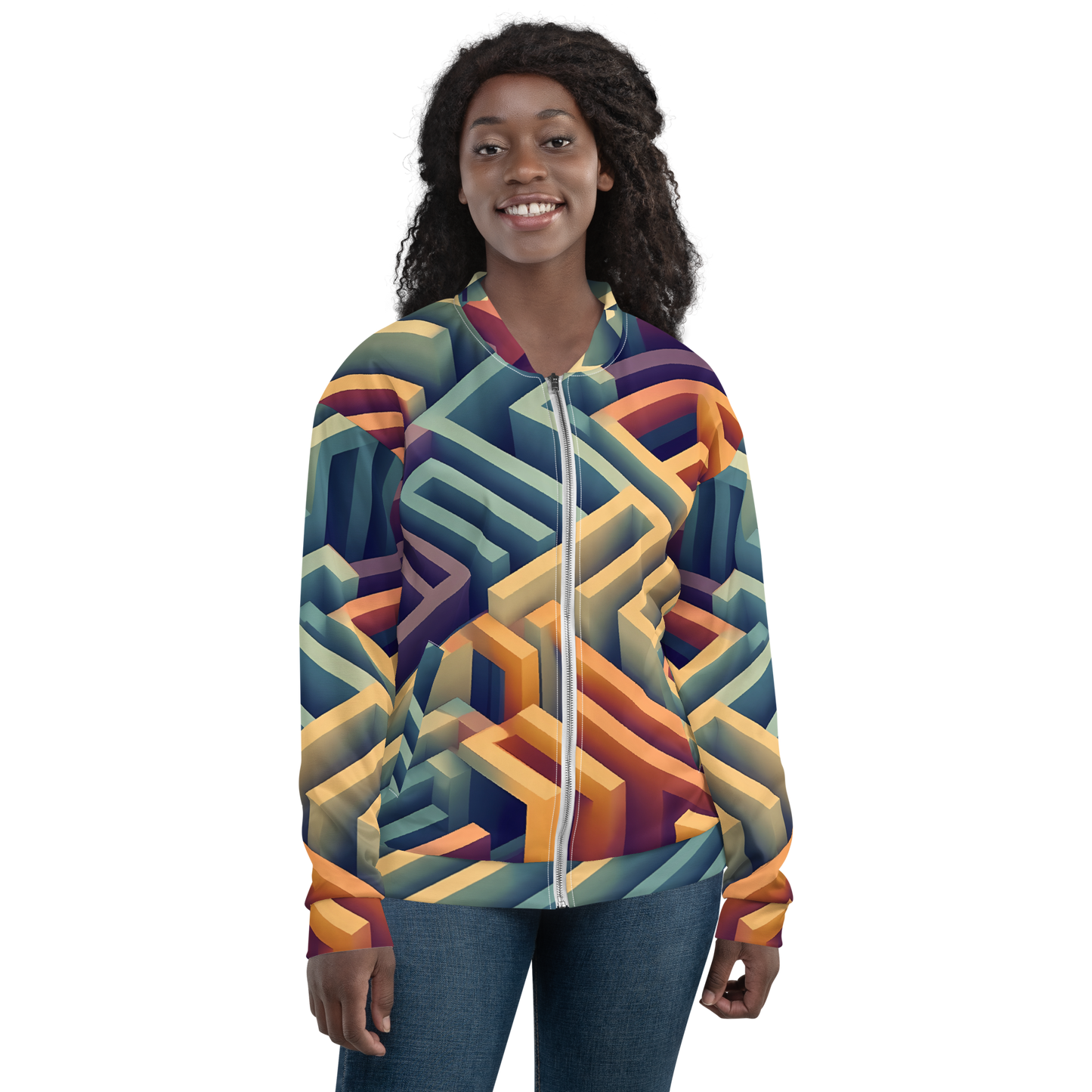 3D Maze Illusion | 3D Patterns | All-Over Print Unisex Bomber Jacket - #3