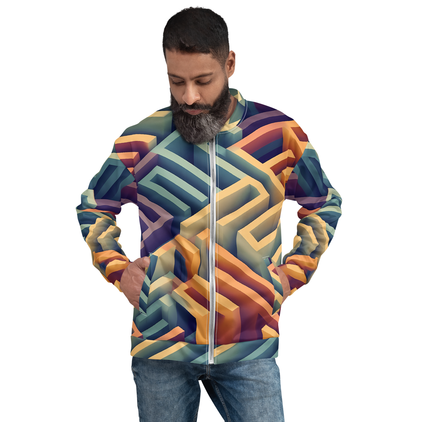 3D Maze Illusion | 3D Patterns | All-Over Print Unisex Bomber Jacket - #3