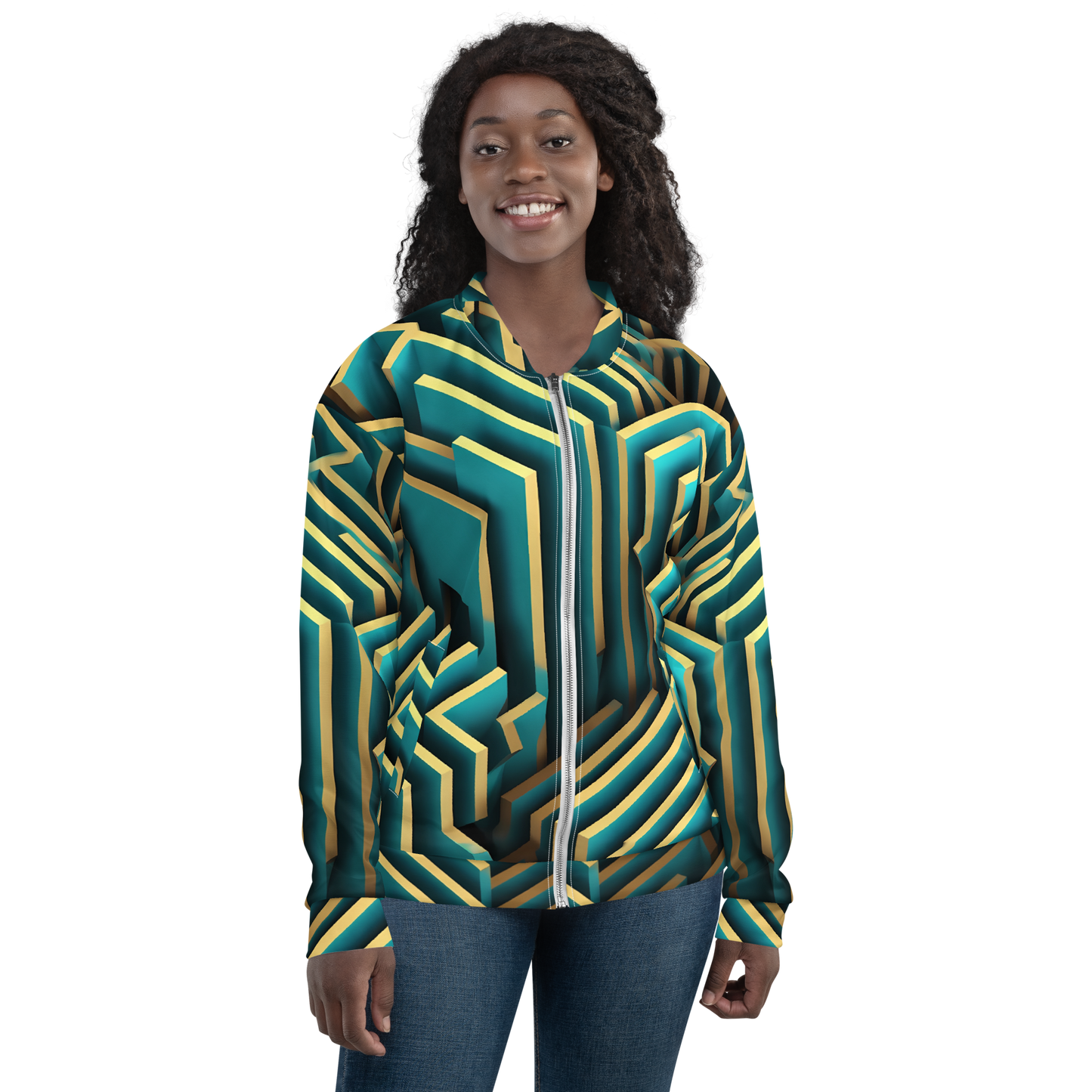 3D Maze Illusion | 3D Patterns | All-Over Print Unisex Bomber Jacket - #5