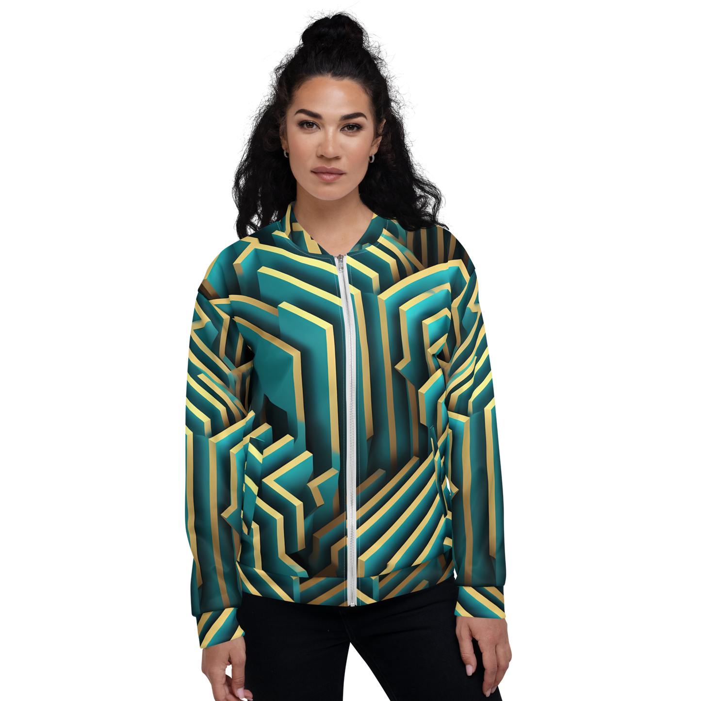 3D Maze Illusion | 3D Patterns | All-Over Print Unisex Bomber Jacket - #5