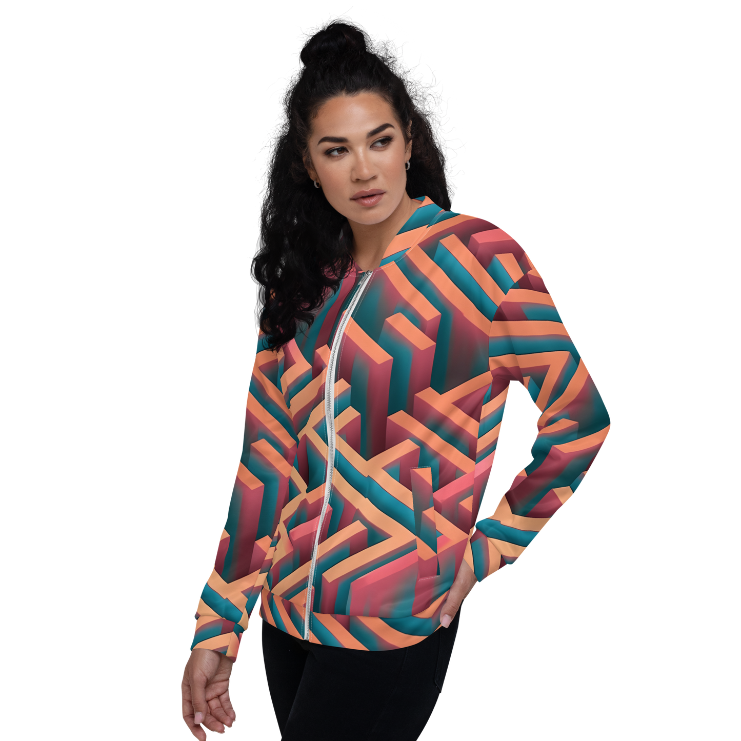 3D Maze Illusion | 3D Patterns | All-Over Print Unisex Bomber Jacket - #1