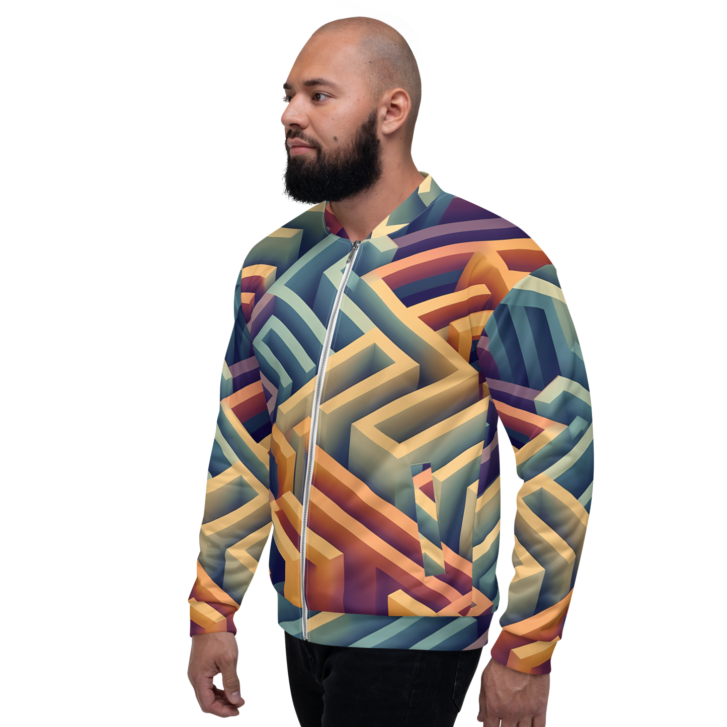 3D Maze Illusion | 3D Patterns | All-Over Print Unisex Bomber Jacket - #3