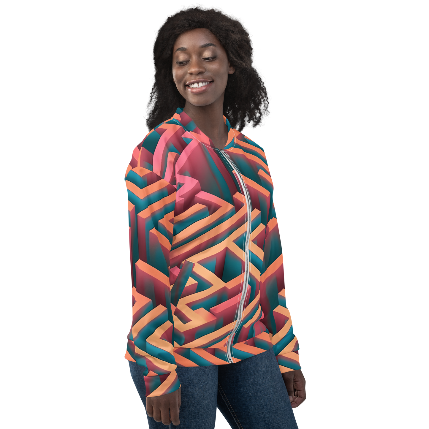 3D Maze Illusion | 3D Patterns | All-Over Print Unisex Bomber Jacket - #1