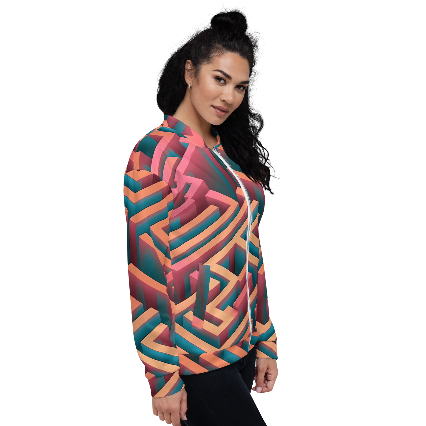 3D Maze Illusion | 3D Patterns | All-Over Print Unisex Bomber Jacket - #1