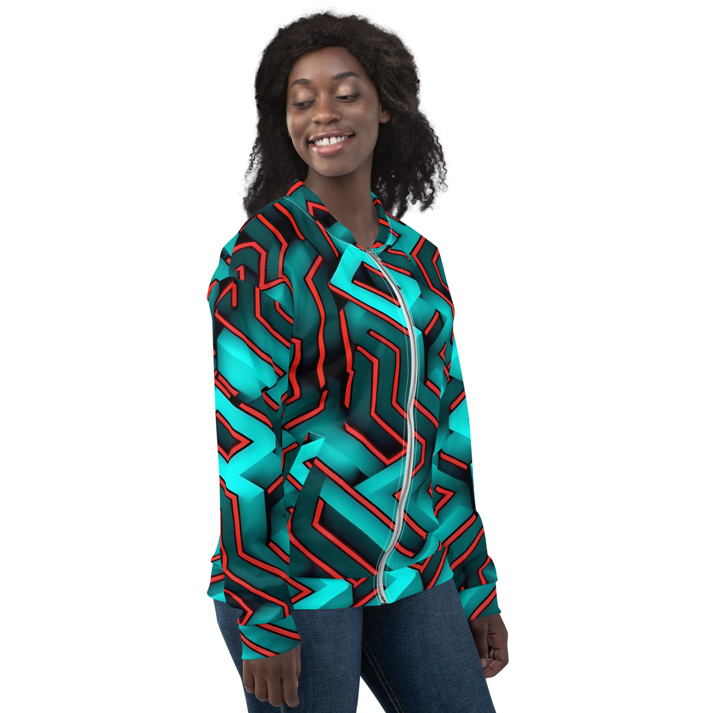 3D Maze Illusion | 3D Patterns | All-Over Print Unisex Bomber Jacket - #2