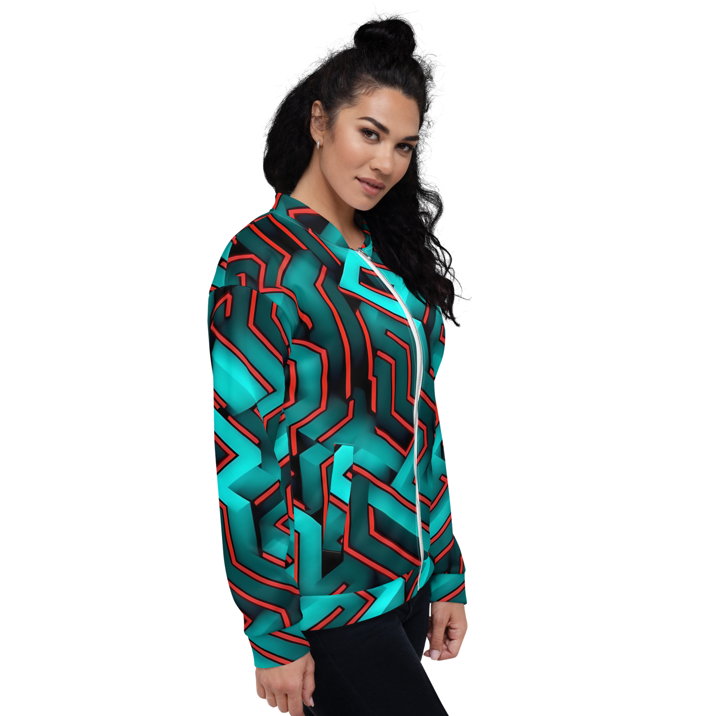 3D Maze Illusion | 3D Patterns | All-Over Print Unisex Bomber Jacket - #2