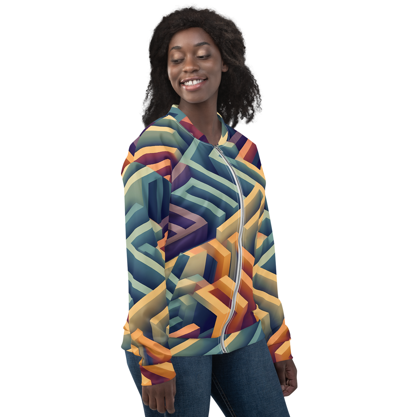 3D Maze Illusion | 3D Patterns | All-Over Print Unisex Bomber Jacket - #3