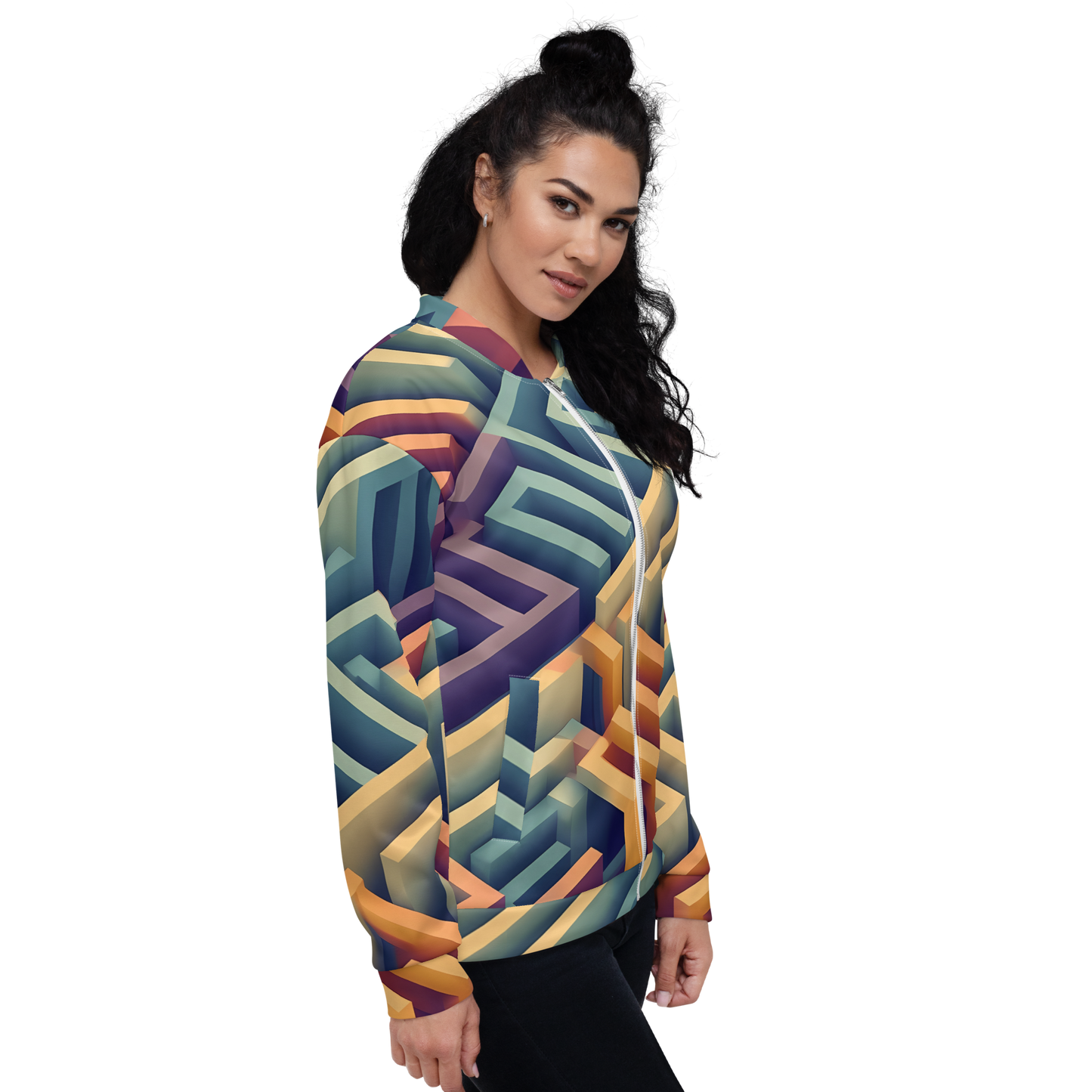 3D Maze Illusion | 3D Patterns | All-Over Print Unisex Bomber Jacket - #3