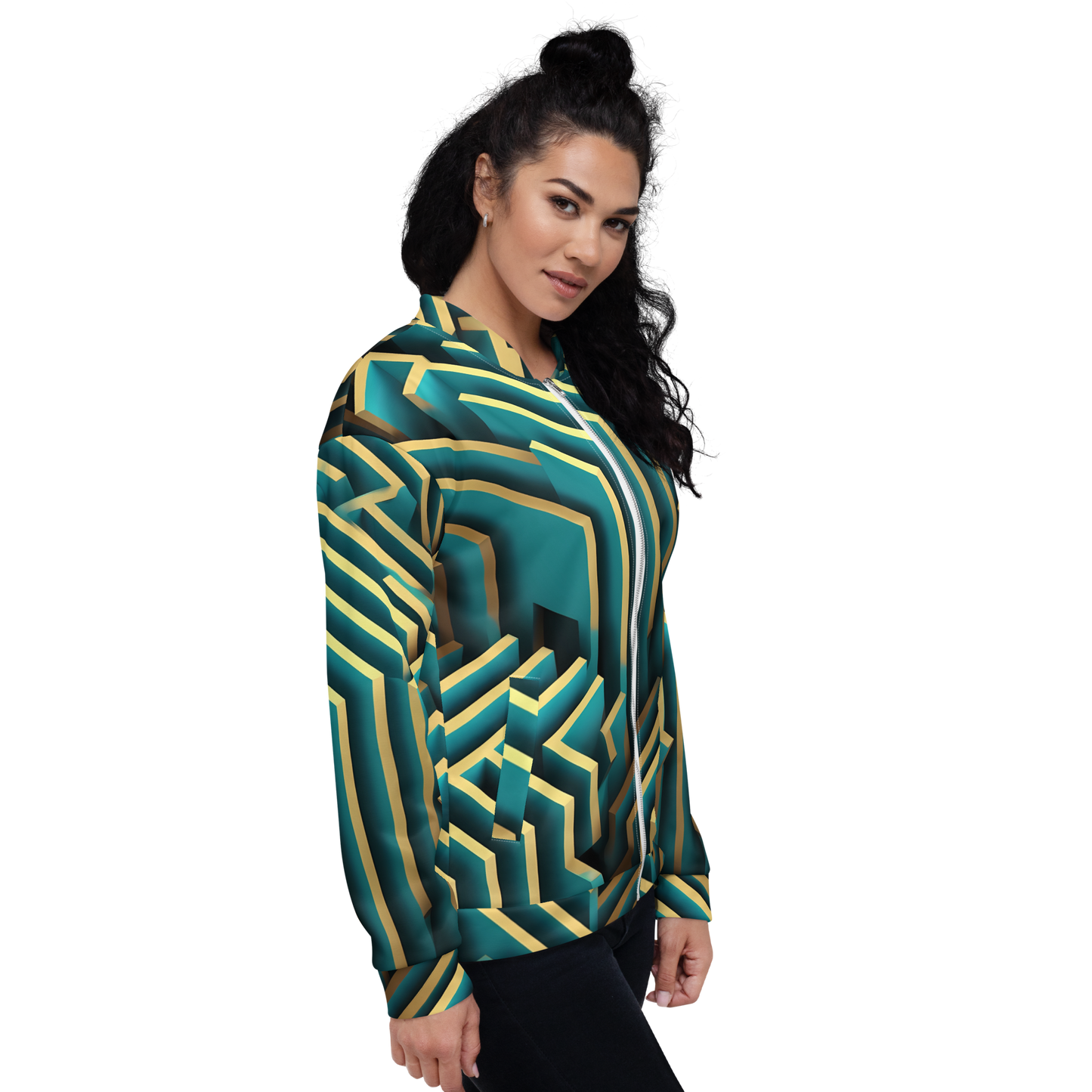 3D Maze Illusion | 3D Patterns | All-Over Print Unisex Bomber Jacket - #5