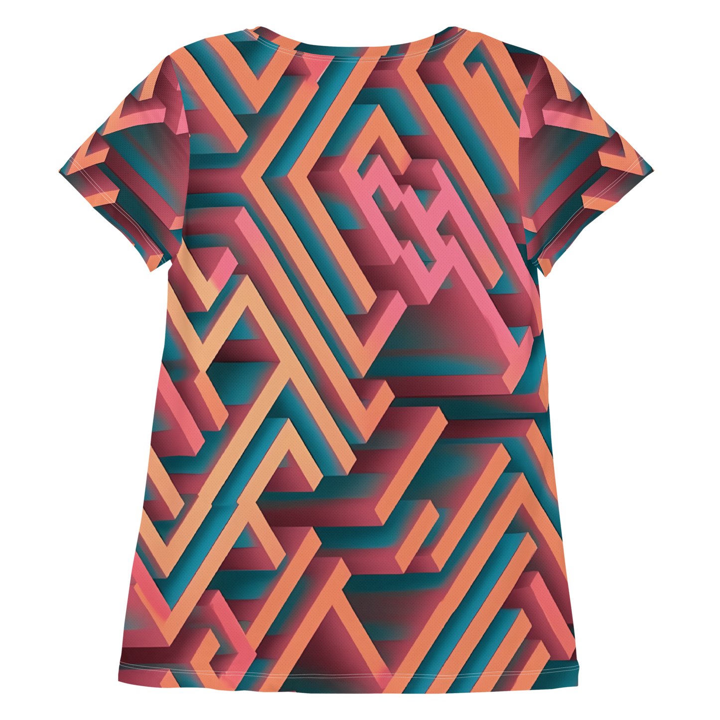 3D Maze Illusion | 3D Patterns | All-Over Print Women's Athletic T-Shirt - #1