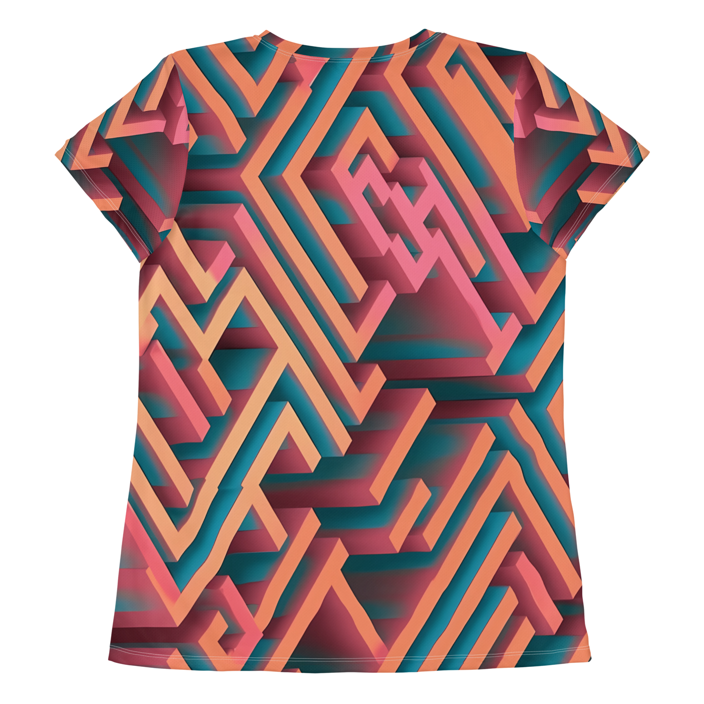 3D Maze Illusion | 3D Patterns | All-Over Print Women's Athletic T-Shirt - #1