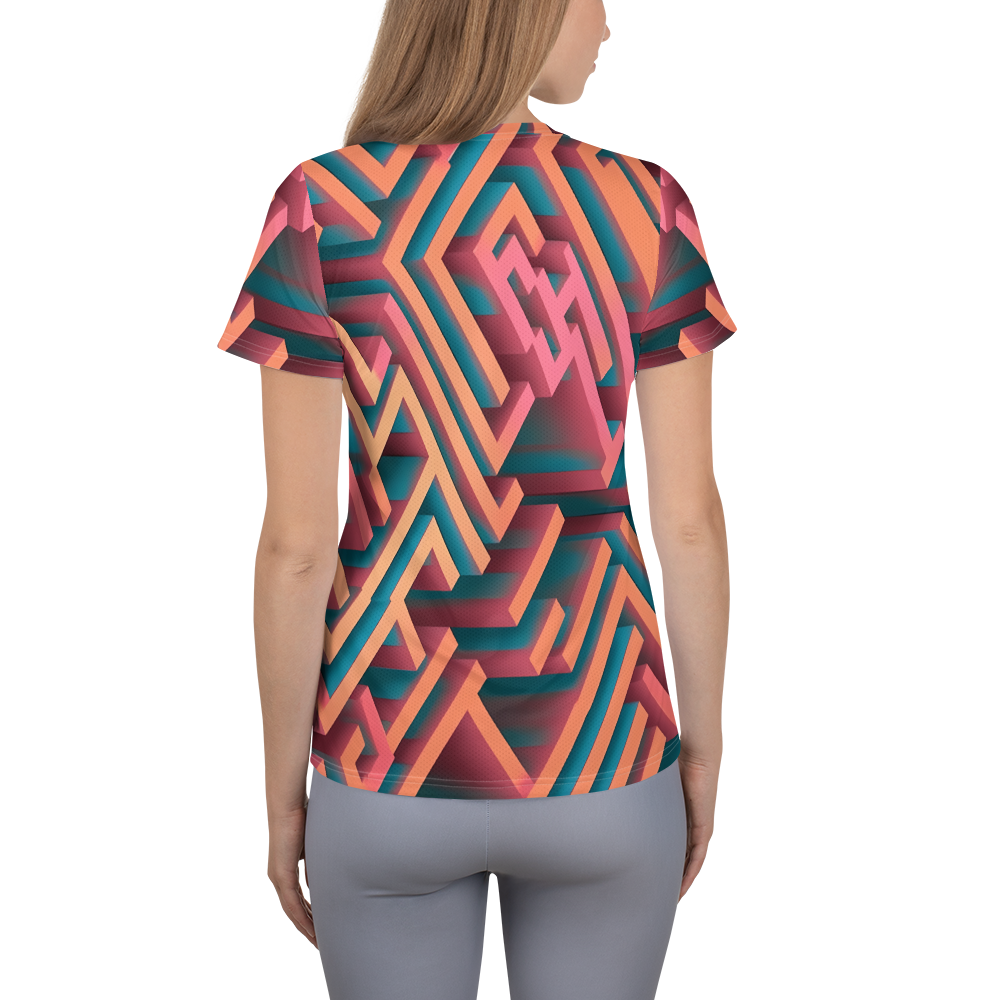 3D Maze Illusion | 3D Patterns | All-Over Print Women's Athletic T-Shirt - #1