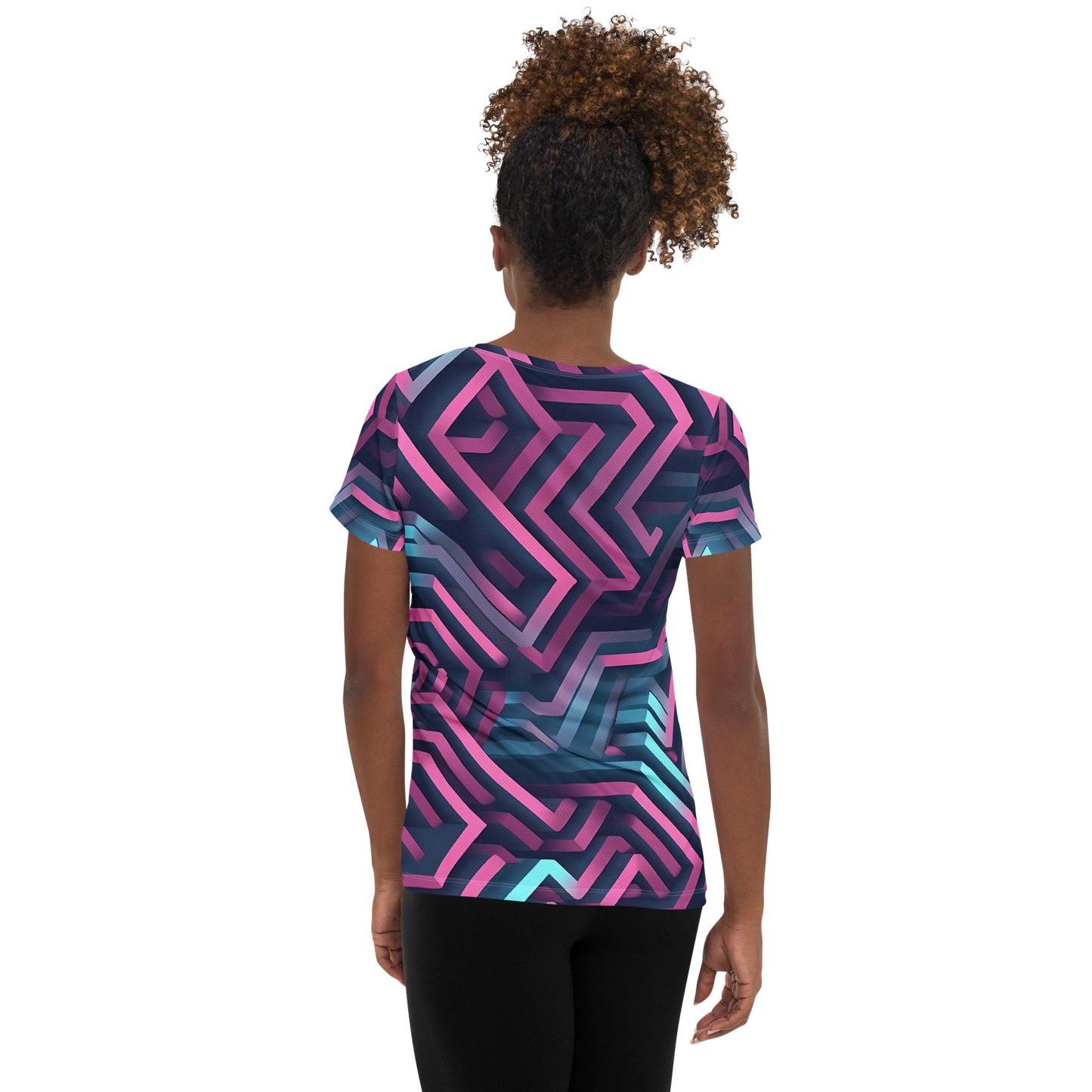 3D Maze Illusion | 3D Patterns | All-Over Print Women's Athletic T-Shirt - #4