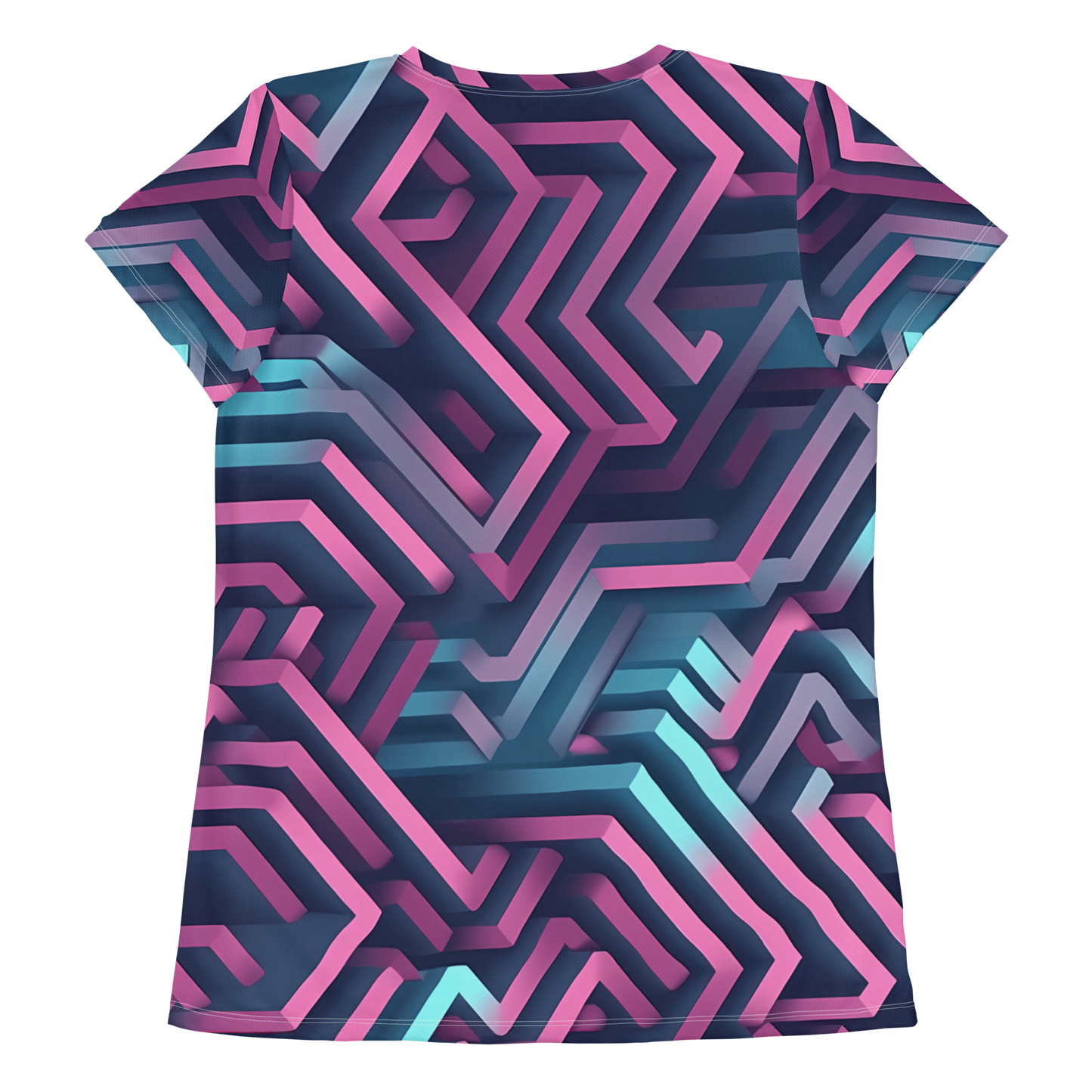 3D Maze Illusion | 3D Patterns | All-Over Print Women's Athletic T-Shirt - #4