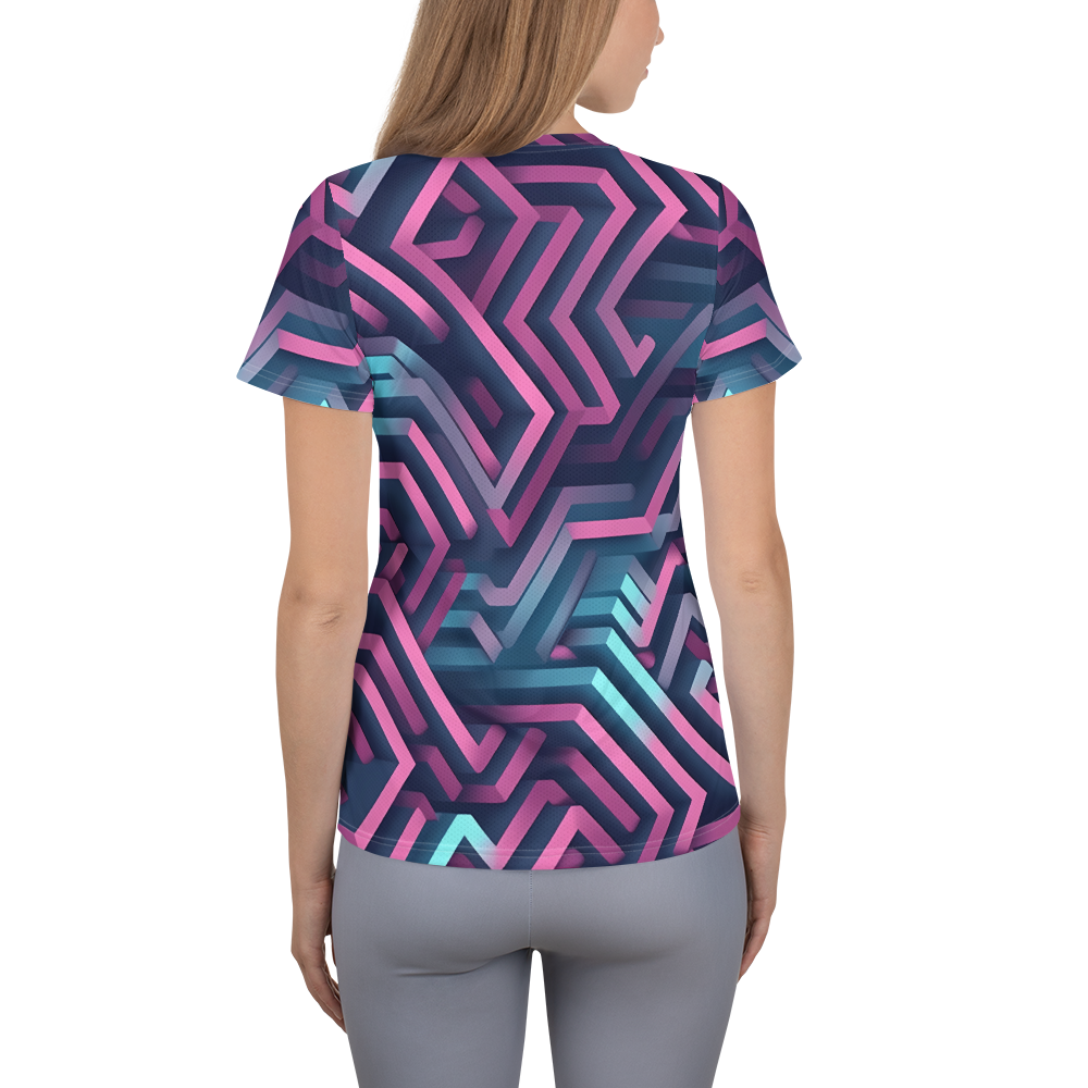 3D Maze Illusion | 3D Patterns | All-Over Print Women's Athletic T-Shirt - #4