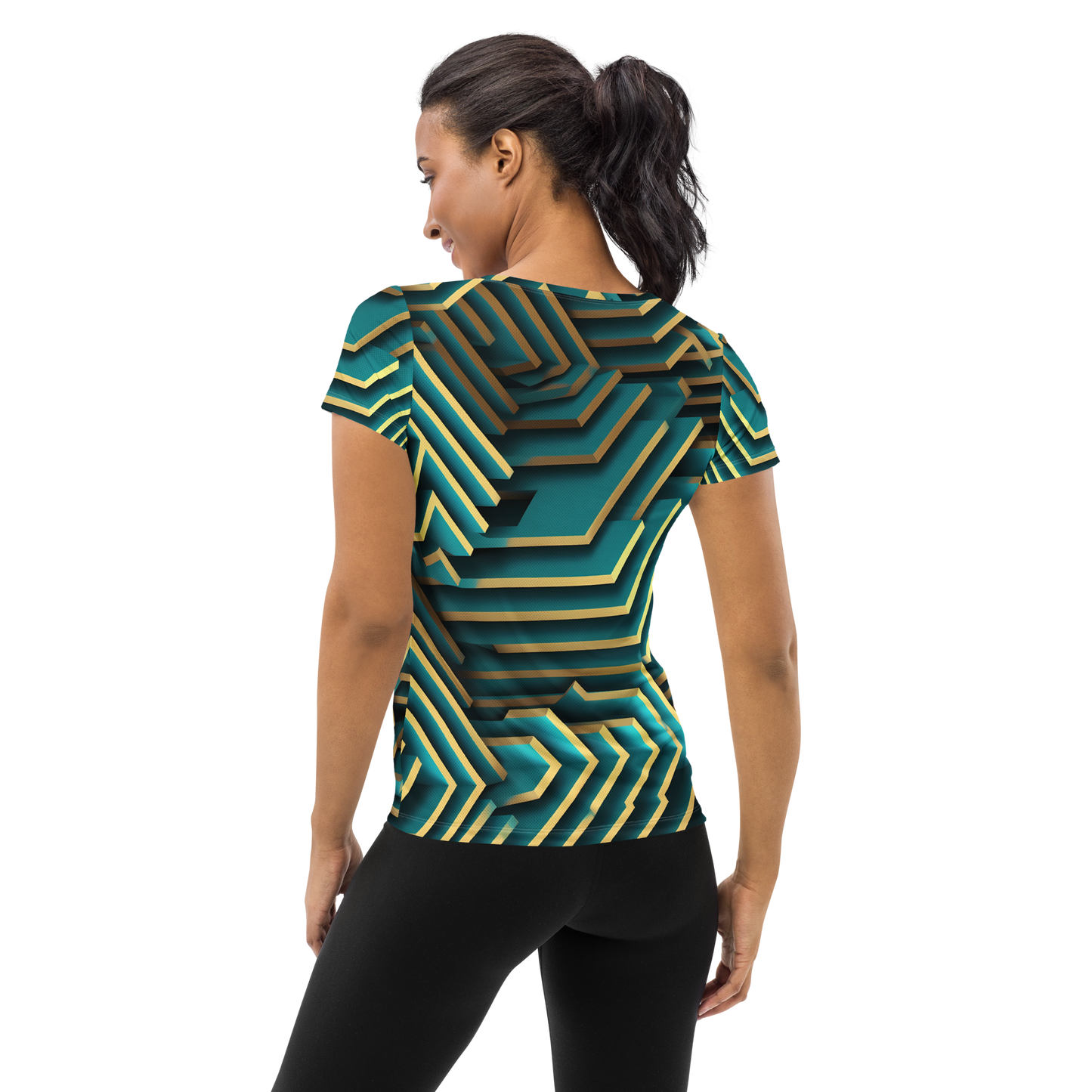 3D Maze Illusion | 3D Patterns | All-Over Print Women's Athletic T-Shirt - #5