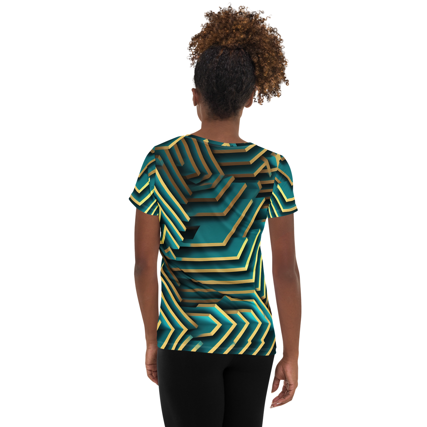 3D Maze Illusion | 3D Patterns | All-Over Print Women's Athletic T-Shirt - #5