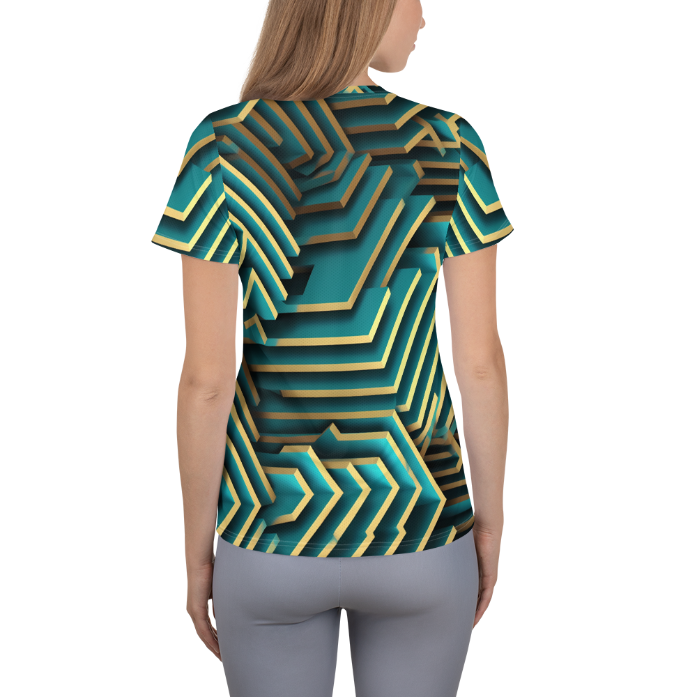 3D Maze Illusion | 3D Patterns | All-Over Print Women's Athletic T-Shirt - #5