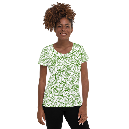Colorful Fall Leaves | Seamless Patterns | All-Over Print Women's Athletic T-Shirt - #4