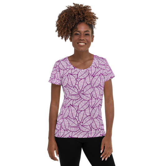 Colorful Fall Leaves | Seamless Patterns | All-Over Print Women's Athletic T-Shirt - #7