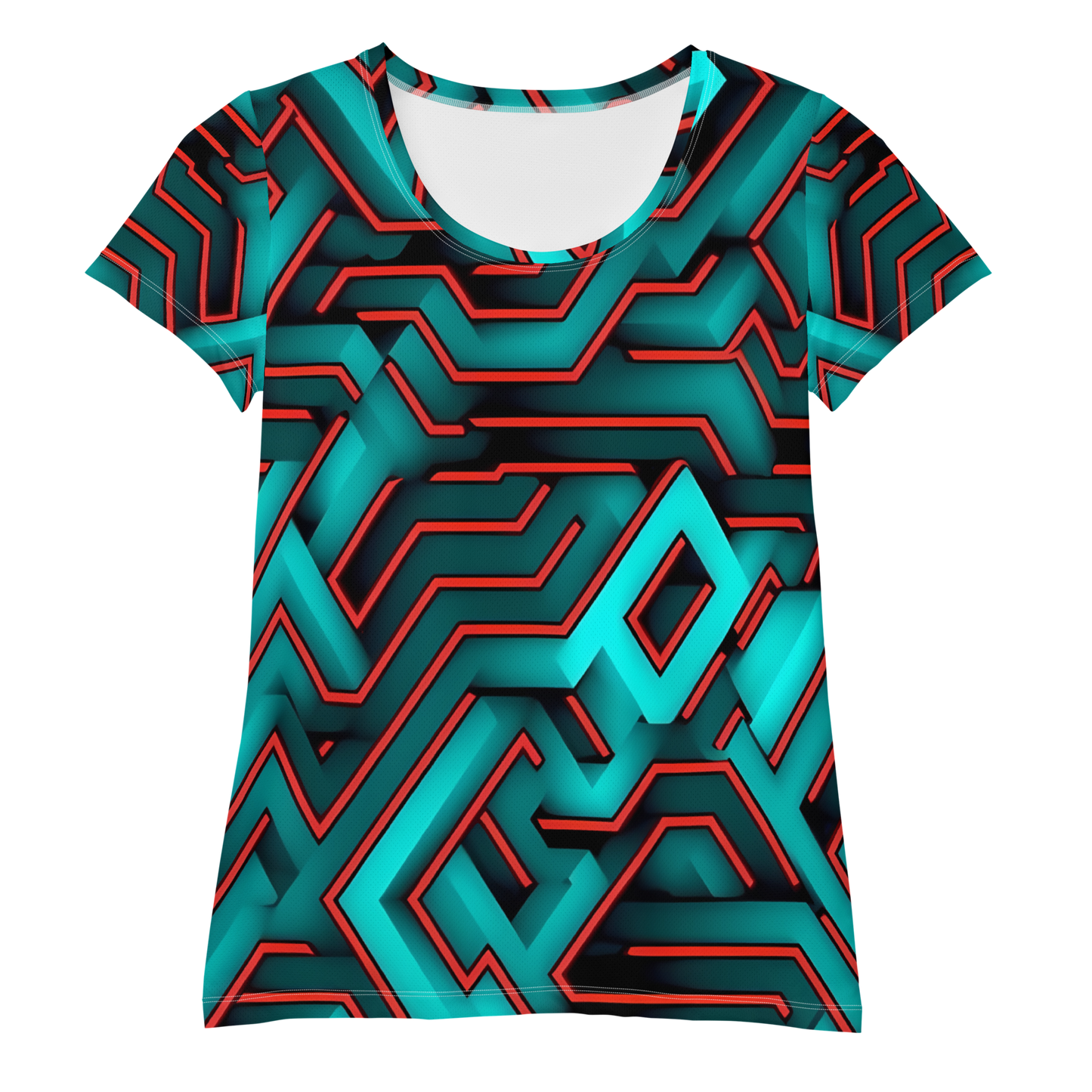 3D Maze Illusion | 3D Patterns | All-Over Print Women's Athletic T-Shirt - #2