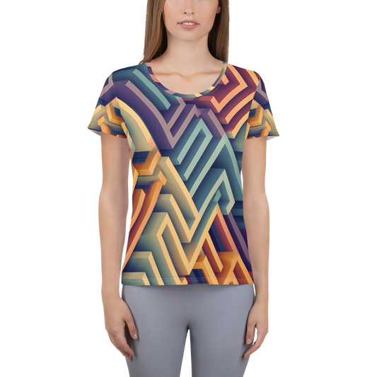 3D Maze Illusion | 3D Patterns | All-Over Print Women's Athletic T-Shirt - #3