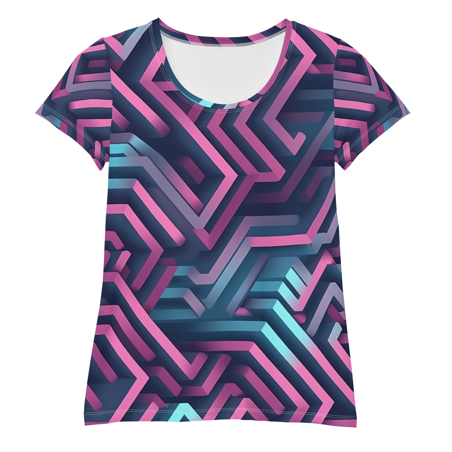 3D Maze Illusion | 3D Patterns | All-Over Print Women's Athletic T-Shirt - #4