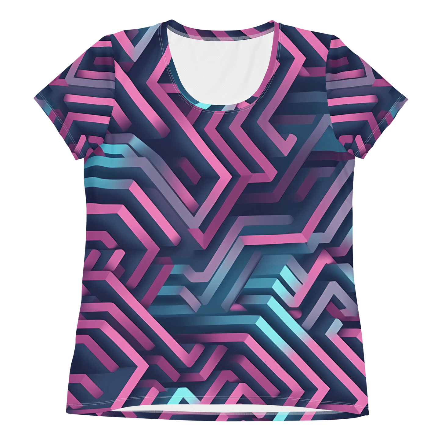 3D Maze Illusion | 3D Patterns | All-Over Print Women's Athletic T-Shirt - #4