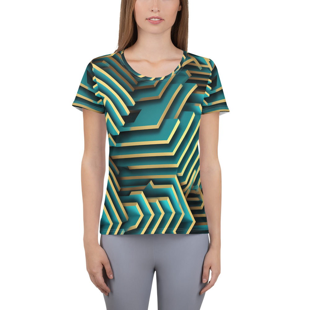 3D Maze Illusion | 3D Patterns | All-Over Print Women's Athletic T-Shirt - #5