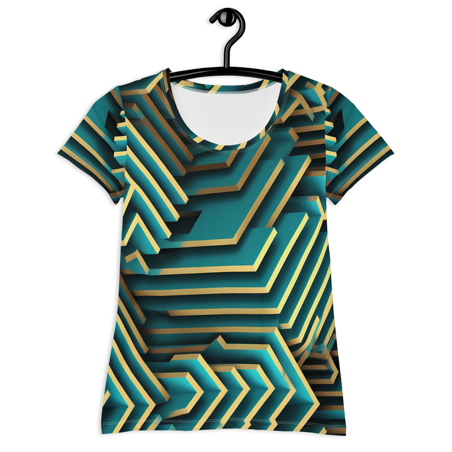 3D Maze Illusion | 3D Patterns | All-Over Print Women's Athletic T-Shirt - #5