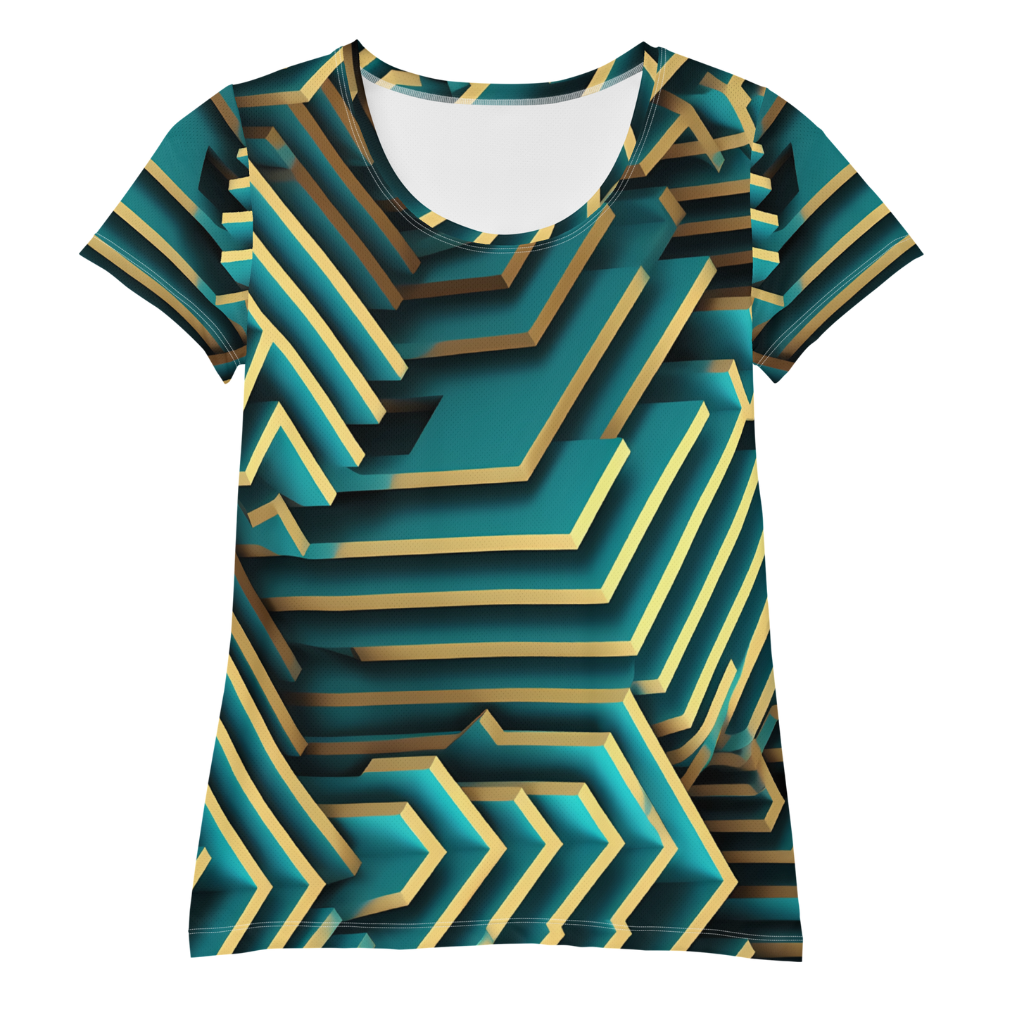 3D Maze Illusion | 3D Patterns | All-Over Print Women's Athletic T-Shirt - #5