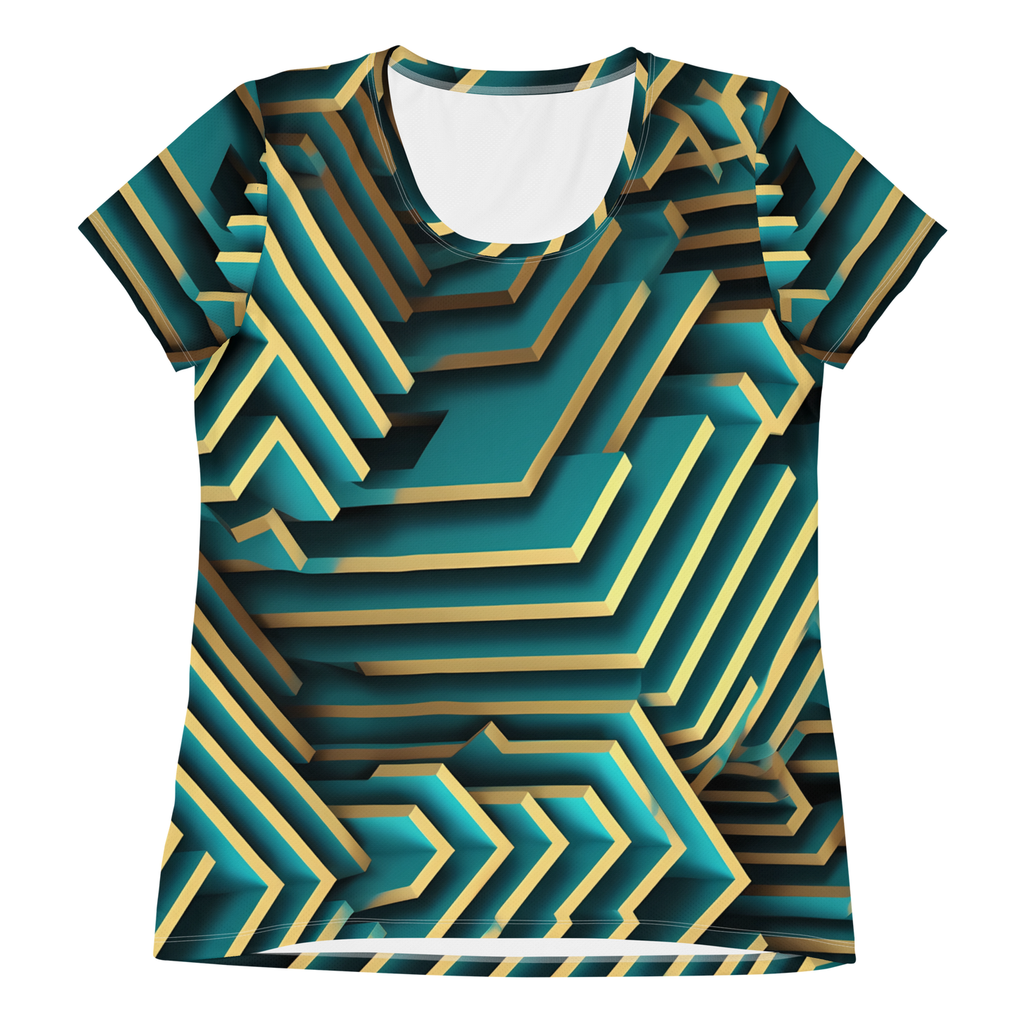 3D Maze Illusion | 3D Patterns | All-Over Print Women's Athletic T-Shirt - #5