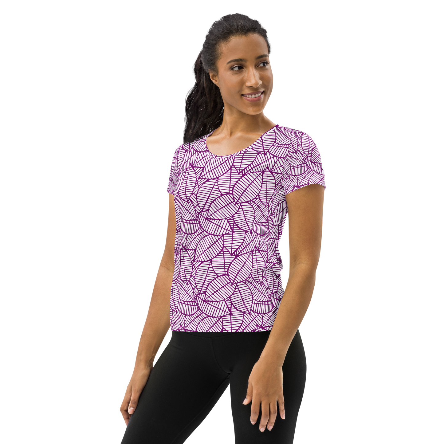 Colorful Fall Leaves | Seamless Patterns | All-Over Print Women's Athletic T-Shirt - #7